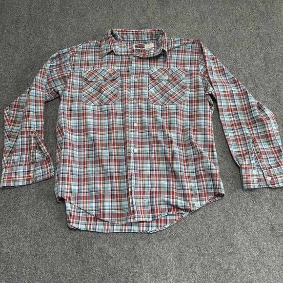 Vintage 70s JC Penney Big Mac Long Sleeve Plaid Flannel Shirt‎ XL RED WhiteUSA